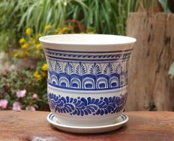 flowerplatter-maceta-handthrown-handmade-hand-painted-mexican-pottery-gorkygonzalez-gorkypottery-flowers-garden-blue-talavera