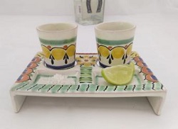 mexican+pottery+tequila+set+ceramics+folk+art+mexico+hand+painted