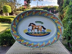 mexican-ceramic-platter-horse-motive-majolica-hand-made-mexico-serving-piece
