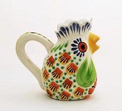 mexican-ceramic-pottery-folk-art-creamer-rooster-majolica-hand-made-mexico-tableware-garden-
