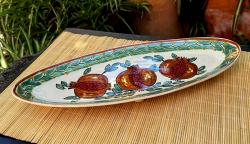 mexican-ceramics-pomegranate-footed-oval-tray-pottery-gto-mexico-gift-wedding-green