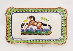 mexican-platter-tray-horse-motive-majolica-hand-made-mexico-serving-piece