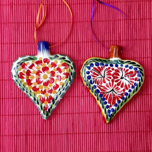 christmas-gifts-ornaments-for-tree-handpainted-ceramic-heart-set-2