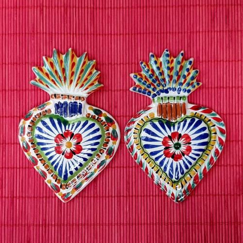 christmas-gifts-ornaments-for-tree-handpainted-ceramic-sacred-heart-set-of-2-2