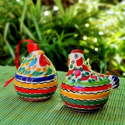  christmas-ornaments-chicken-rooster-hen-figure-3d-red-hand-painted-tree-decor-mexico