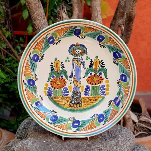  decorative-wall-colors-skeleton-ms-catrina-halloween-plate-decor-day-colors-ceramics-serving