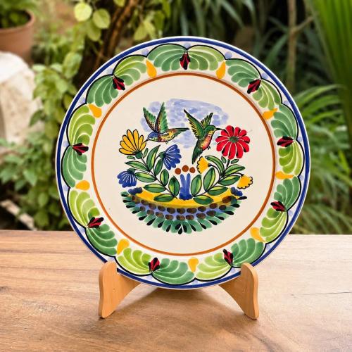  hummingbirds-ceramic-plate-mayolica-brush-painted-dishware-1