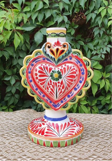  mexican+ceramics+pottery+love+heart+candle+holder+majolica+handp+ainted+mexico+amazon
