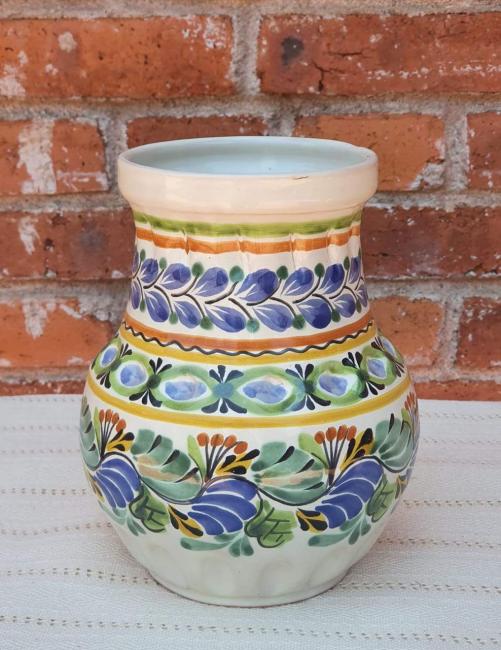  mexican+flower+vase+pottery+hand+thrown+majolica+decorative+jar+home+and+garden+gorky+worshop+guanajuato