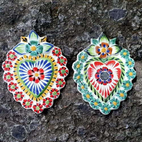  mexican-art-ceramics-flower-christmas-heart-ornaments-love-day-handpainted-valentins