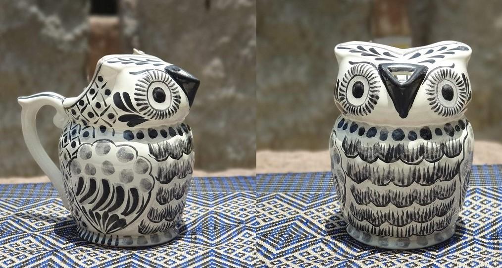  mexican-ceramic-creamer-pitcher-folk-art-handcraft-owl-gorky-workshop-guanajuato-black