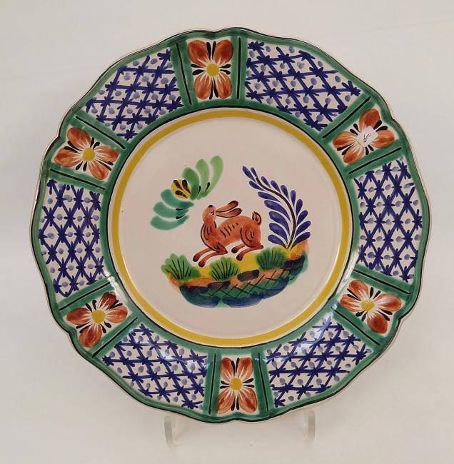  mexican-ceramic-plates-pottery-hand-painted-rabbit-pattern-talavera-majolica-table-decor-mexico