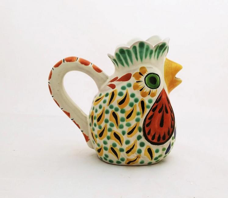  mexican-ceramic-pottery-folk-art-creamer-rooster-majolica-hand-made-mexico-tabledecor