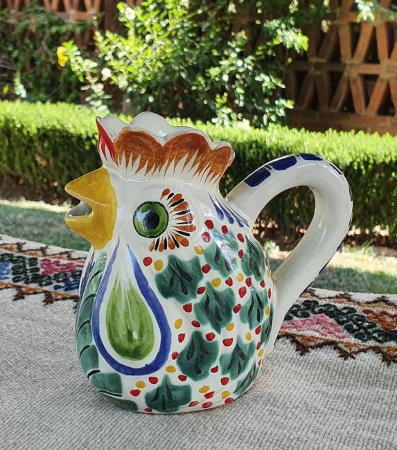  mexican-ceramic-pottery-folk-art-creamer-rooster-majolica-hand-made-mexico