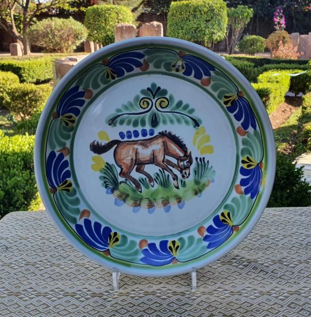  mexican-ceramic-service-platter-horse-farm-motives-majolica-mexico-decorative