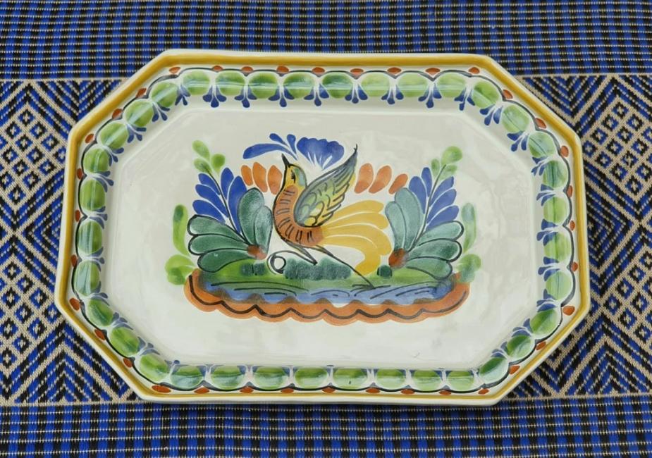 mexican-ceramic-tray-pottery-hand-crafts-majolica-technique-tableware-amazon-folk-art-mexico-garden-home-bird-motives