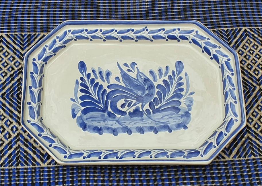  mexican-ceramic-tray-pottery-hand-crafts-majolica-technique-tableware-amazon-folk-art-mexico-garden-home-blue-talavera-bird-motives