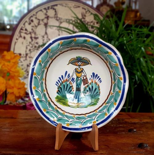  mexican-ceramics-pasta-cereal-soup-flouted-bowl-catrina-skeleton-halloween-decor