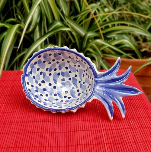  mexican-ceramics-pineapple-snack-for-serving-green-gift-wedding-sanmiguel-blue-and-white-talavera