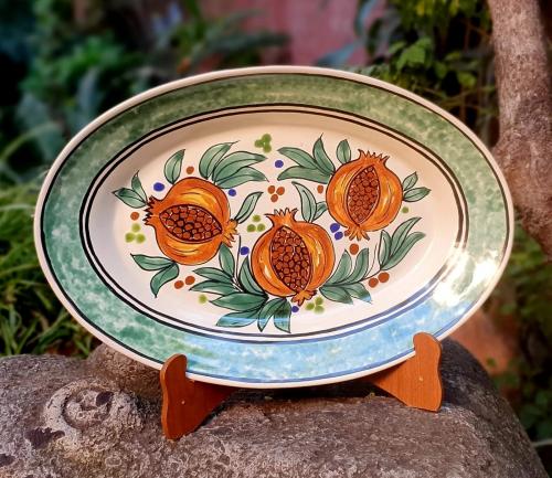  mexican-ceramics-pomegranate-oval-platter-serving-service-table-decor-green-3