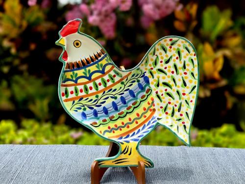  mexican-ceramics-rooster-snack-dish-mayolica-art-table-plate-flat-farm-2