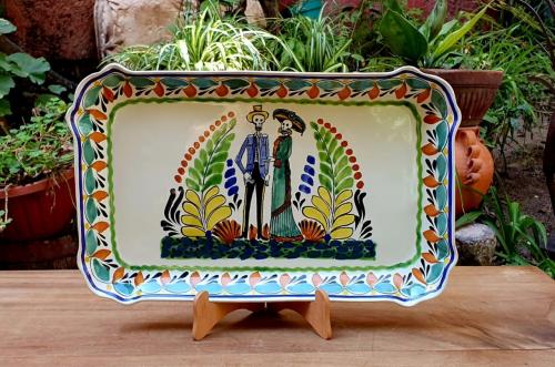  mexican-ceramics-wedding-catrina-skeleton-rectangular-platter-hallowen-day-art