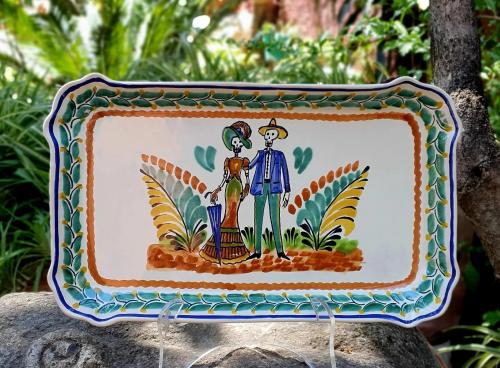  mexican-ceramics-wedding-catrina-skeleton-rectangular-platter-hallowen-day