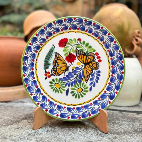 mexican-plate-butterfly-dinner-salad-table-accent-blue-and-white-1