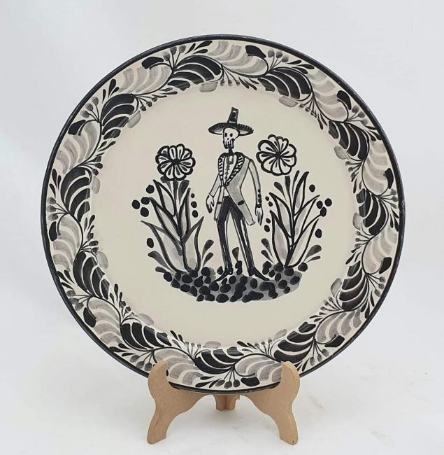 mexican-plates-ceramic-pottery-catrin-motive-folk-art-hand-crafts-hand-made-mexico-for-sale-amazon