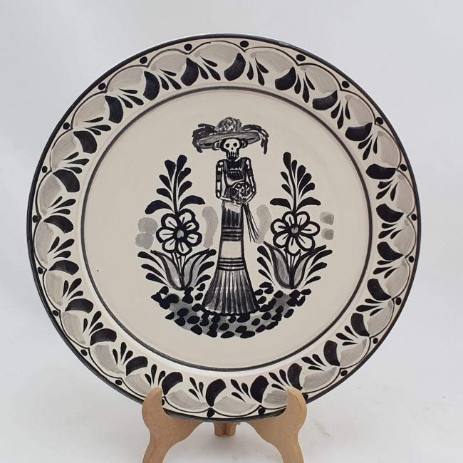  mexican-plates-ceramic-pottery-catrina-ii-motive-folk-art-hand-crafts-hand-made-mexico-for-sale-amazon