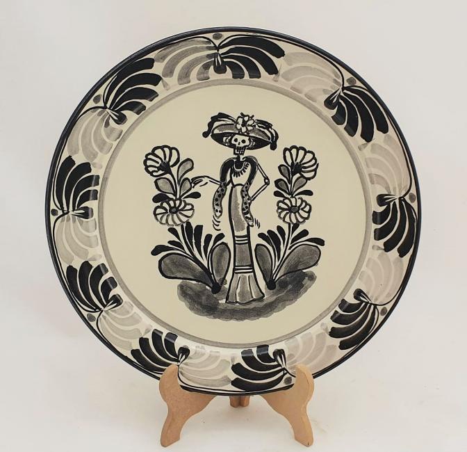  mexican-plates-ceramic-pottery-catrina-iv-motive-folk-art-hand-crafts-hand-made-mexico-for-sale-amazon