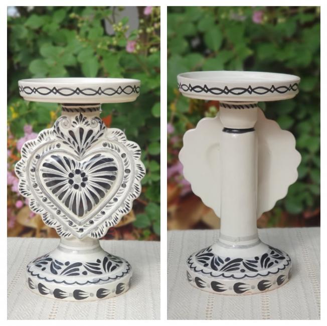 mexican-pottery-candle-holder-decorative-home-and-garden-majolica-black