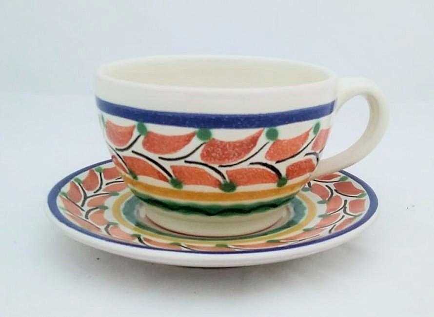  mexican-pottery-ceramic-tableware-cup-and-saucer-majolica-hand-painted-mexico-multicolors-ii