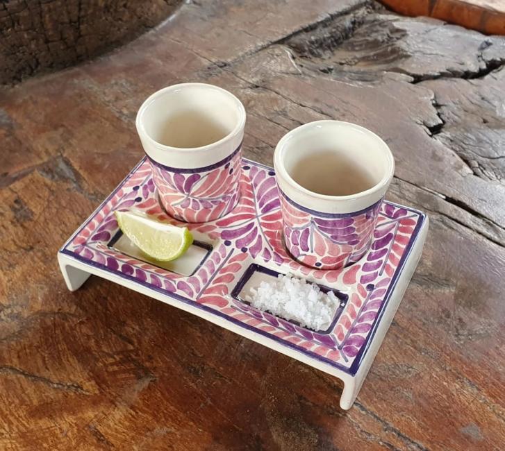  mexican-pottery-ceramic-tequila-set-purple-majolica-mexico-for-party