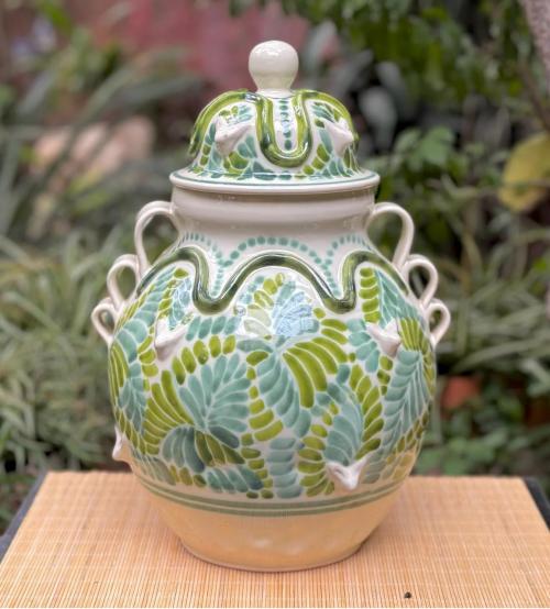  mexican-pottery-decorative-two-greens-milestone-vase-handcrafts-doggy-face-interiorhome-decor-wedding-gift