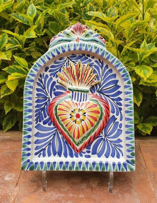  mexican-pottery-home-decor-majolica-mexico-blue-heart-altarpiece-wall