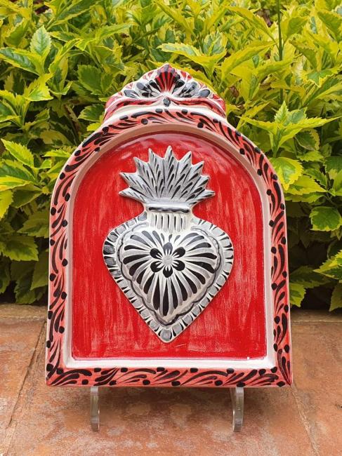  mexican-pottery-home-decor-majolica-mexico-red-blue-heart-altarpiece-wall