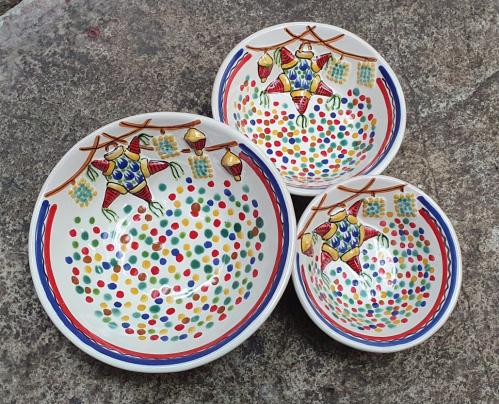  mexican-salsa-snack-dish-handpainted-party-motives-ceramic-christmas-navidad