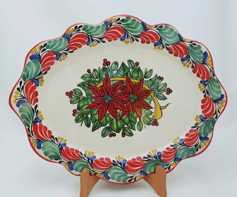 mexican-tray-handmade-handcrafts-poinsettia-christmas-tableware-talavera-majolica