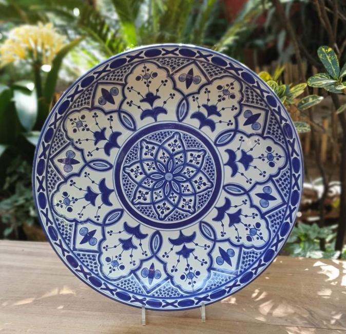 mexican-wall-platters-hand-painted-hand-wheel-folk-art-blue-gorky-workshop