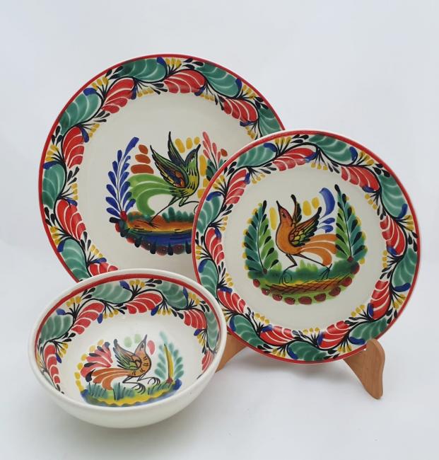  mexico-ceramic-dish-set-bird-christmas-collection-talavera-majolica-made-in-mexico-tableware