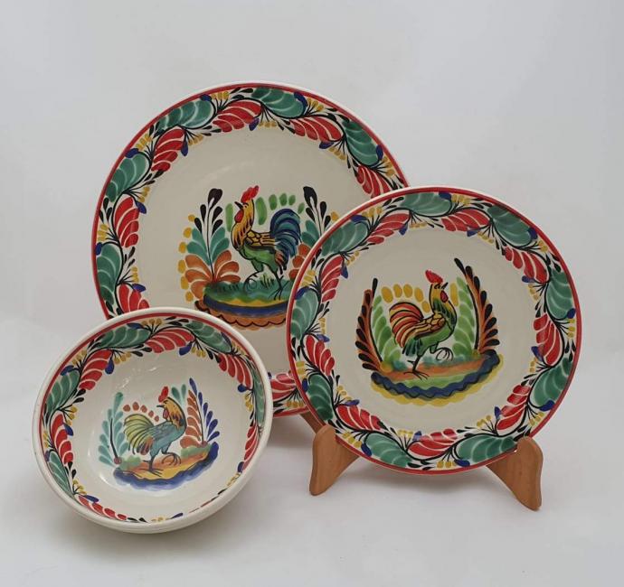  mexico-ceramic-dish-set-rooster-christmas-collection-talavera-majolica-made-in-mexico-tableware