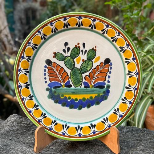 prickly-pear-ceramic-plate-majolica-brush-painted-dishware2