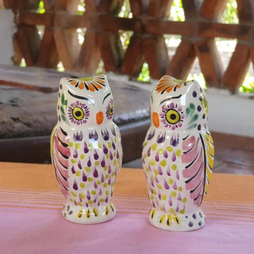  purple-owl-mexican-ceramics-crafted-art-majolica-saltandpepper-shaker-table-decor-farm-gifts