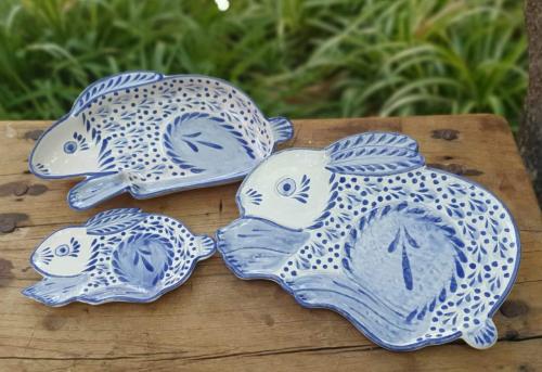 rabbit-snack-dish-bowl-plates-ceramic-hand-painted-mexican-pottery-ceramics-handmade-easter-easterrabbit-easteregg-pascua-conejo-traditions-table-blue