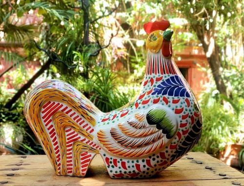  rooster-ceramic-table-handcrafts-farm-cottage-ranch-decor-figure-talavera-majolica-guanajuat-mexico