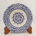 mexican-ceramic-plates-pottery-hand-painted-flower-pattern-talavera-majolica-table-decor-mexico-blue