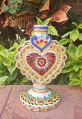 mexicanpotteryloveheartcandleholdermajolicahandpaintedmexico