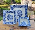 mexico-ceramic-square-dish-set-blue-flower-collection-talavera-majolica-made-in-mexico-tableware
