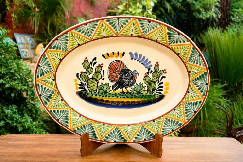  turkey-oval-serving-platter-decor-art-majolica-gto-mexico-tableware-gift-1-2